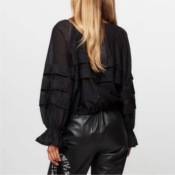 NEW ULLA JOHNSON cora puff blouse in noir 2 - Picture 4 of 10
